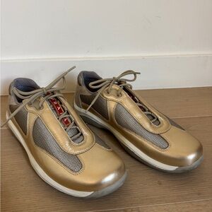 Gold Prada sneakers